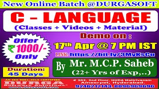 C - LANGUAGE Online Training @ DURGASOFT
