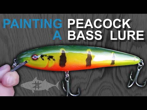 Painting a Peacock Bass Pattern on a 7" Wood Lure