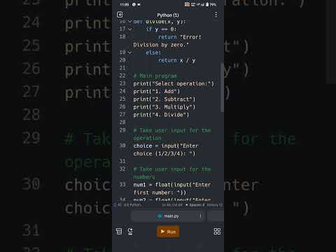 A Calculator in python language #shorts #python#viral