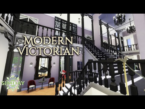 Big Black Modern Victorian House | Relaxing The Sims 4 Stop Motion Speed Build