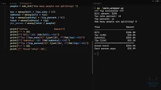 Ep 23   🧼➕💵 Project  Tip Calculator CLI — Bills, Tax, Split, Formatting