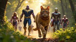 🐱💥 CAT RUNS WITH THE AVENGERS – FUNNY AI ANIMATION 🦸‍♂️🐾