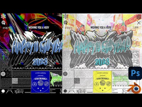 EASY AESTHETIC POSTER IN BLENDER + PHOTOSHOP + FREE Y2K LOGOS!
