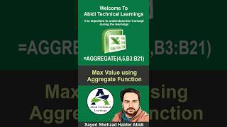 How to Calculate Max Value using Aggregate function with Hidden Rows#AbidiExcel #AbidiExcelFormula