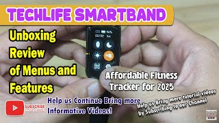 Techlife Smartband TLSB01 Model Unboxing Review of Menus and Features 