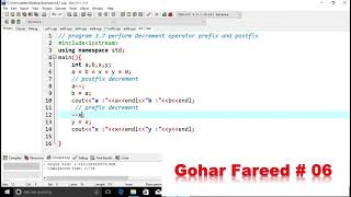 Write a program that explains the difference of postfix decrement operator and prefix decrement oper