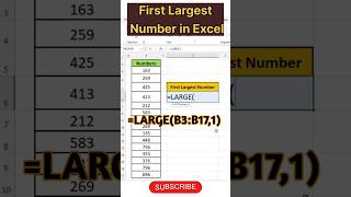 LARGE Function in Excel#Excel LARGE Formula#Excel#excelformula#exceltutorial#shorts#viral#excel