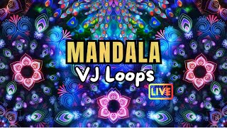 Live: Glowing Mandala Background VJ Loops | No Copyright Videos #vjloops #mandala #background #vfx