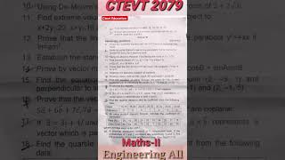 #ctevt | Maths Questions Paper 2079 (All Engineering) First Year/ First Semester || #diploma