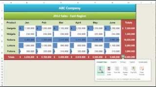 Quick Analysis Tool - Excel 2013