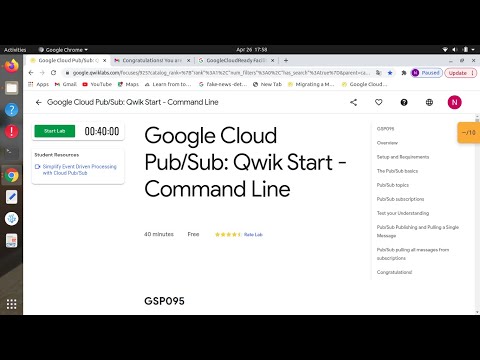 Google Cloud Pub/Sub: Qwik Start - Command Line | GSP095