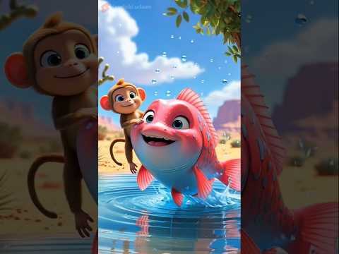 Unexpected Friendship😍: Monkey Rescues Fish #WildlifeWonders #MonkeyAndFish