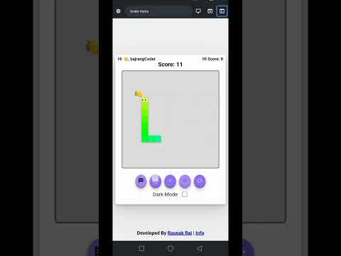 Ultimate Snake Game created using html, css and javascript #shorts #bajrangcoder
