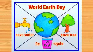 World Earth Day Drawing | World Earth Day Poster Drawing Easy steps | Save Tree Save Earth Drawing