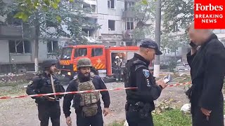 First Responders On Scene Following Russian Strike In Dnipro, Ukraine