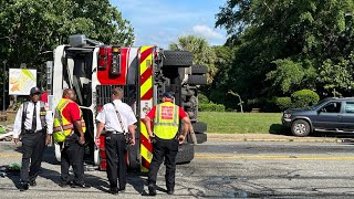 Update: 3 Macon-Bibb firefighters discharged from hospital after fire truck overturned