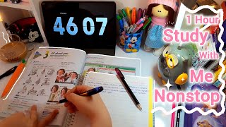 1 Hour Study With Me – Nonstop✌️📚🎯 | Winter Cozy Ambience for Focus ❄️🩷 | background sounds| timer