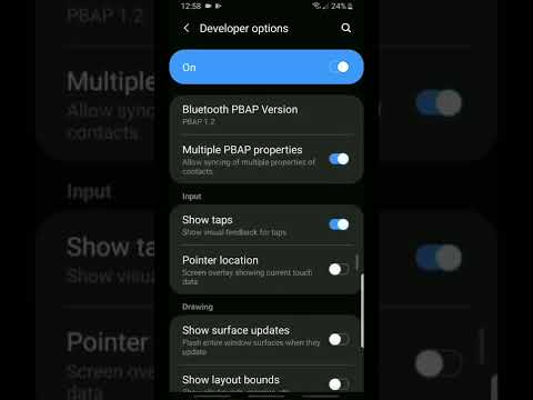 How to enable show taps on a galaxy android phone