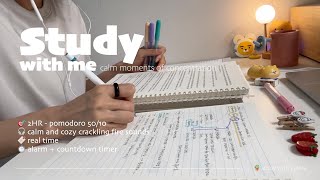 🌤️2HR STUDY WITH ME(50/10)ㅣ🔥crackling fire soundsㅣpomodoro timer