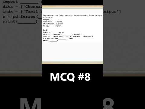 Informatics Practices MCQs |Important Python Pandas MCQs| CBSE Class 12|| #class12 #shortsyoutube