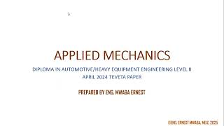 APPLIED MECHANICS  2024 TEVETA PAPER  PART I