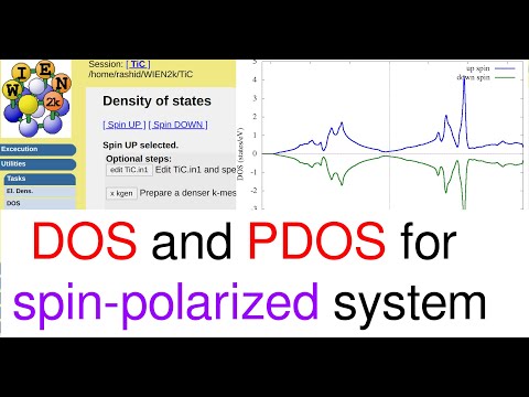WT21: Calculate DOS and PDOS for spin polarized system with WIEN2k | Save plots as EPS and PNG