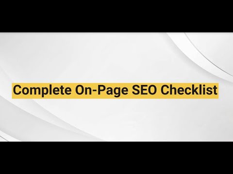 Complete On Page SEO Checklist