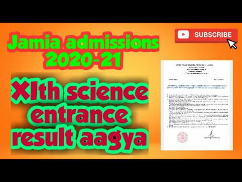 Jamia Millia Islamia result of class 11th science entrance 2020