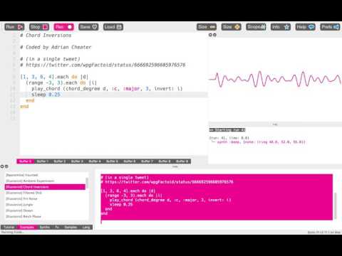 Sonic Pi sample of # Chord Inversions, varying tempo