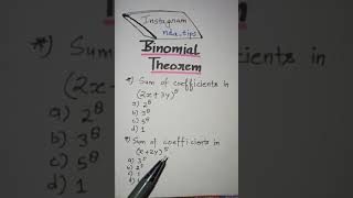 Binomial theorem shortcut tricks for NDA/JEE/AIRFORCE ( sum of coefficients )