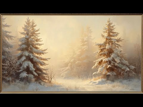 Golden Winter Forest — 4K Frame TV Art | Cozy Snowy Screensaver for Calm Living