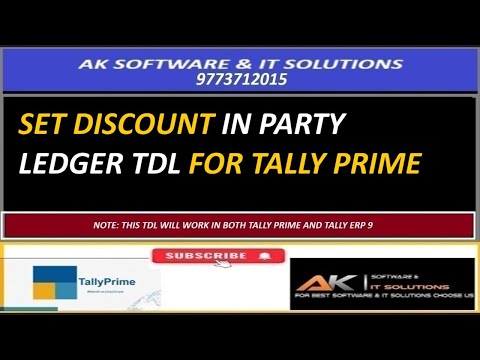 SET DISCOUNT IN PARTY LEDGER TDL FOR TALLY PRIME & TALLY ERP 9