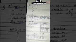 C language (easy notes on bitwise operators) #like #trending #shorts #viralvideo #clanguage #coding