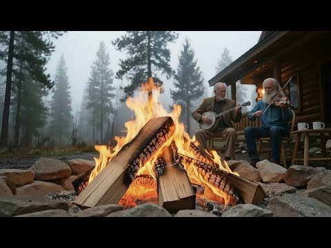 Cozy Cabin Fireplace Bluegrass — Uplifting Instrumental for Daily Energy