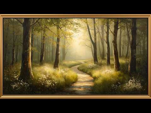 Golden Morning Woodland Path 4K Spring Landscape Art for Frame TV | Vintage Oil Painting Screensaver