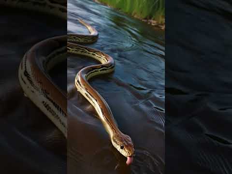 Snake vs. Stream: Nature's Battle #SnakeVsWater#NatureBattle#WildlifeEncounter#AnimalStruggle