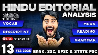 13 February 2025 | The Hindu Analysis | The Hindu Editorial | Editorial by Vishal sir | Bank | SSC