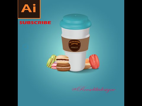 Coffee Cup 3D in Illustrator : تصميم كوب قهوة ثري دي في برنامج الإليستراتور