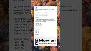 Morganite Crucible Ltd has fixed Record Date for Final Dividend of FY25. #BreakingNews #StockMarket