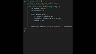 REVERSE NUMBERS IN JAVA || TECHWITHRP #codedaily #coding #programminglanguage #javaprogramming
