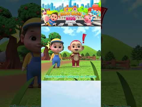 EP35_Cinco Monitos Saltando en la Cama 🐒🛏️#shorts #shortvideos #cancionesinfantiles #musica