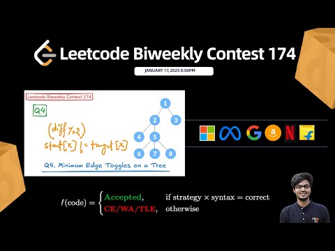 Q4. Minimum Edge Toggles on a Tree || Easy DFS Approach || Leetcode Biweekly Contest 174 || Watch2X🚀
