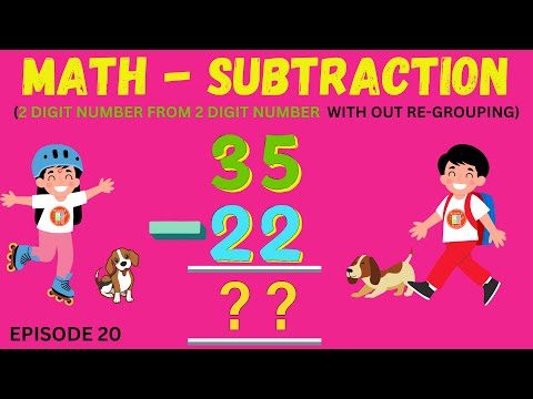 MATH SUBTRACTION 2 DIGIT NUMBER FROM 2 DIGIT NUMBER WITH OUT RE-GROUPING #education #elementarymath