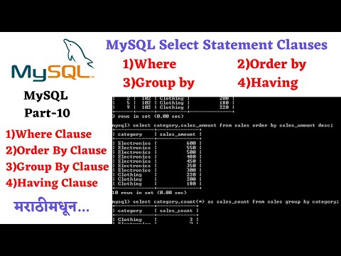 Part 10-Where clause in mysql  | Group by clause in mysql |order by clause in mysql |having clause