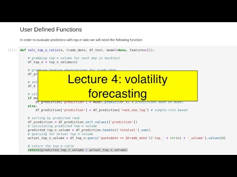 Volatility Forecasting | #MachineLearning in Finance - Lecture 4