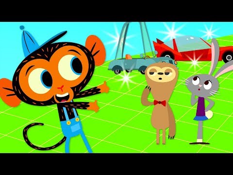 Fast Car vs. Slow Car At Mr. Monkey's Garage | Mr. Monkey, Monkey Mechanic