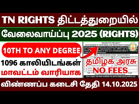 TN Government Jobs 2025 | TN-RIGHTS Project Recruitment TAMIL | 1096 Vacancies - NO FEES