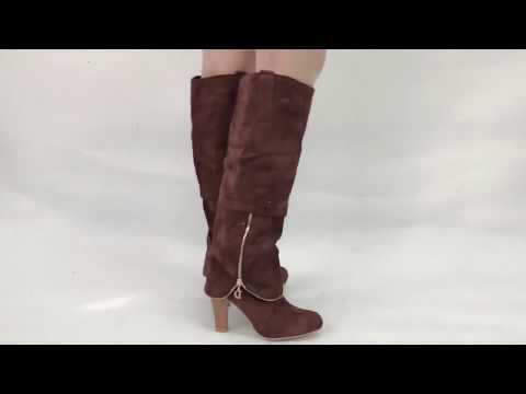 High heel suede boots women’s winter booties block heel shoes sb44#