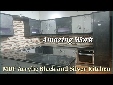 MDF Acrylic Black & Silver Kitchen| Amazing Colorful Kitchen| Kitchen Design 2022