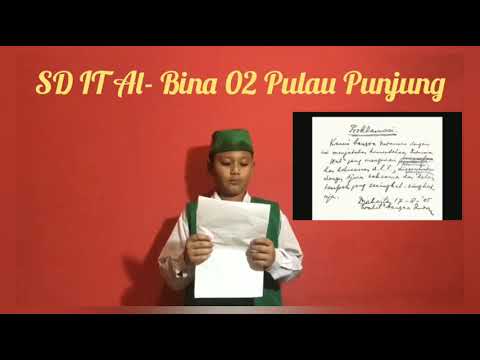 Pembacaan Teks Proklamasi Kemerdekaan Indonesia oleh Akhdan Arif Athaya.